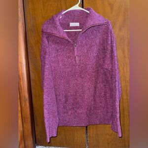 Zenana Pullover Half-Zip Sweater in Berry
